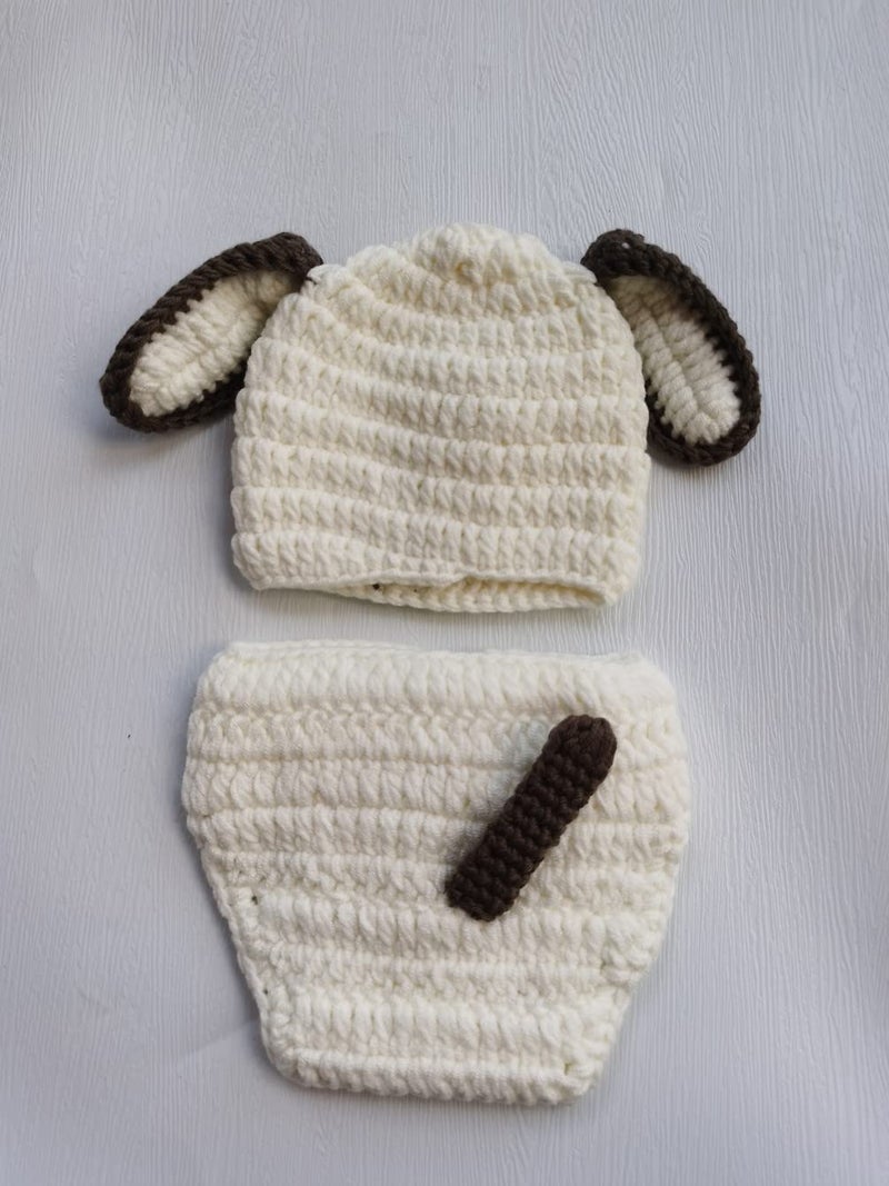 Vedory Newborn Baby Photography Props Boy Girls Photo Shoot Props Outfits Crochet Knitted Costume Unisex Cute Infant Hat Pants(Dog) - Image 5